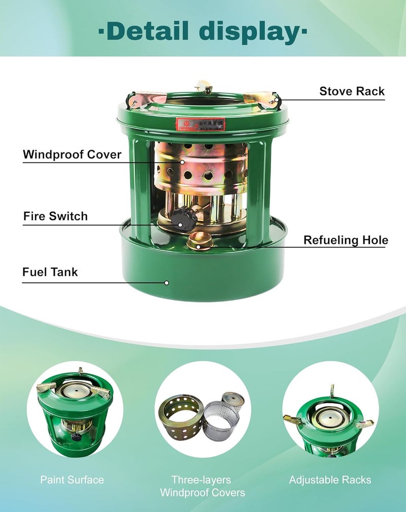 CHADWICK Camping Picnic Burner Furnace, Efficient Portable Camping Stove, Backpacking Oil Stoves Cooker Cookware, Handy Outdoor Portable Kerosene Stove (Round-2PC) - Image 3